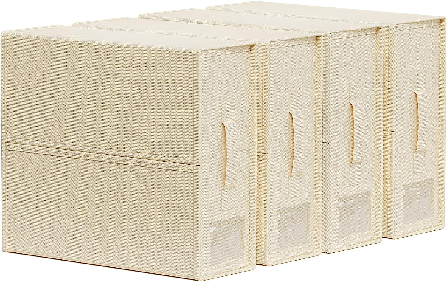 MISSLO Organizer per lenzuola e lenzuola, per letto queen/king size, confezione da 4, organizer per armadio, con finestra trasparente, sacchetti per coperte, lenzuola, federe, asciugamani, vestiti