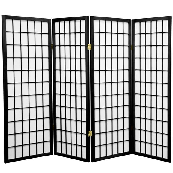4 ft. Tall Window Pane Shoji Screen - Black - 4 Panels