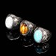 thumbnail image 3 of Xiao Hua Anillo retro de piedra natural para hombre, ónix azul, ovalado de acero inoxidable, talla 10 (1 pieza), 3 of 5