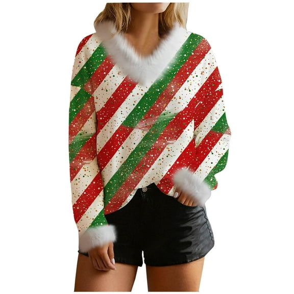 Fall Saving Talove Long Sleeve Shirts for Women Graphic Printed Sweatshirt Women Fall Clothes Loose Fit Basic Womens Tops Plus Size Dressy Casual Christmas Shirts