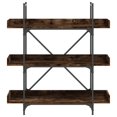 thumbnail image 2 of vidaXL Bookcase 3-Tier Smoked Oak 100x33x108.5 cm Engineered Wood, 2 of 5