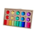 thumbnail image 4 of Juego de bloques de madera acrílica, cubos de construcción, juguetes educativos, juguetes Montessori, juego de apilamiento de arcoíris para niños de 3 2 tipos de bloques, 4 of 8