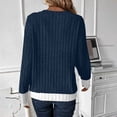 thumbnail image 4 of Sexlip Womens Contrast Trim Sweater V Neck Design Warm Fabric Relaxed Silhouette for Fall Outings Blue L, 4 of 7