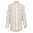 thumbnail image 6 of Women's Fall Shirt Striped Button Down Shirts Casual Roll Up Long Sleeve Stylish V Neck Blouses Tops with Pockets, 6 of 9