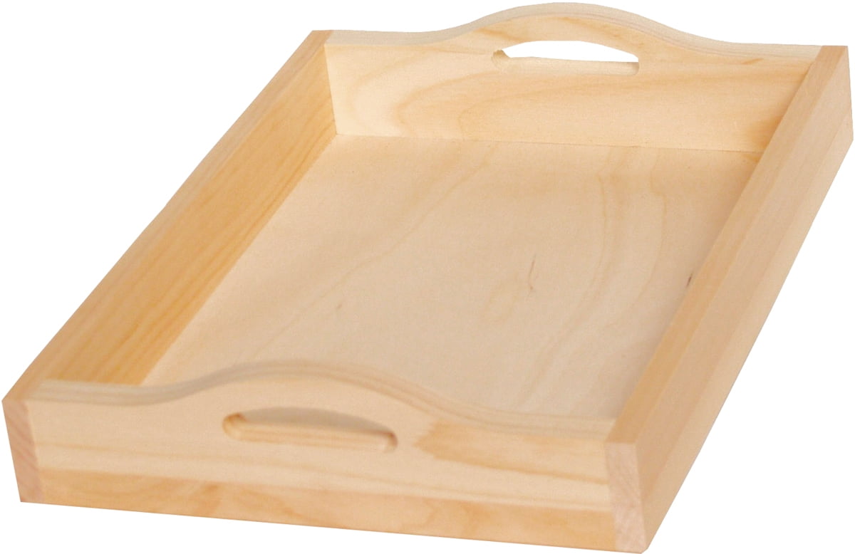 Pine Rectangle Serving Tray W/Handles15"X11"X2.88"