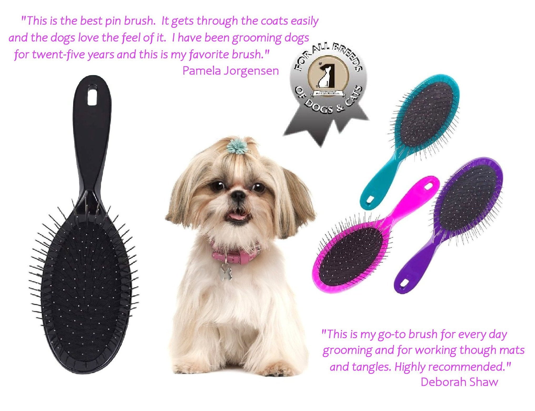 #1 All Systems Ultimate Pin Brush . All-Purpose Pin Brush For Dogs & Cats .  In Fashion Colors
