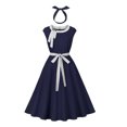 thumbnail image 1 of Vestido de Verano de Manga Corta para las Mujeres Corbata de Cremallera Impresa Casual Vestido sin Mangas Grande Del Doblado, Estilo de Vendaje de Poliéster, Lavado a Mano, 1 of 4