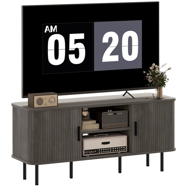 HOMCOM TV Stand Cabinet for TVs up to 55 Inches with Storage, Grey