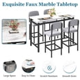 thumbnail image 4 of UHOMEPRO Bar Table Set for 4, Modern Counter Height Dining Set, Rectangle Dining Room Table with 4 Velvet Chairs, Compact Kitchen Table Set for Home Breakfast Nook, Gray, 4 of 7