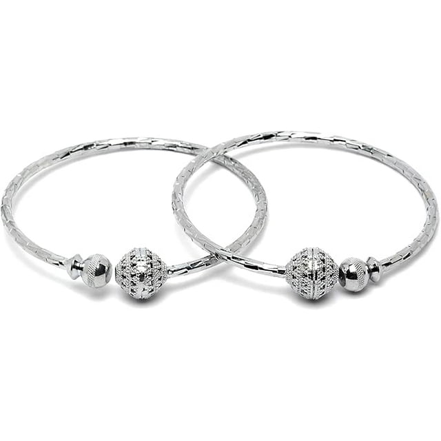 Handcrafted Adjustable Cuff Bracelets (Set of 2) One Size Silver, One Size, Brass, no gemstone