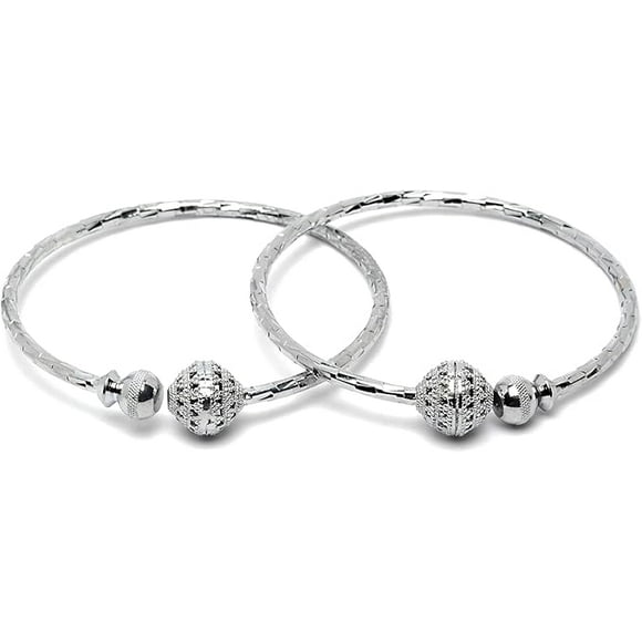 Handcrafted Adjustable Cuff Bracelets (Set of 2) One Size Silver, One Size, Brass, no gemstone
