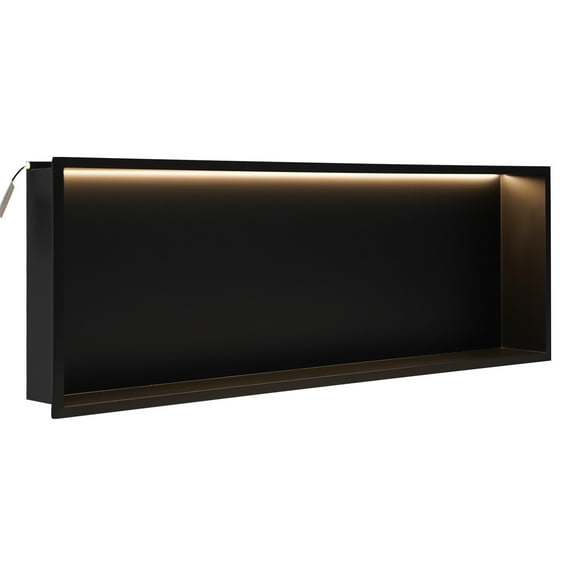36-inch x 12-inch LED Bathroom Shelf Niche - Black 304 Stainless Steel,Shower.