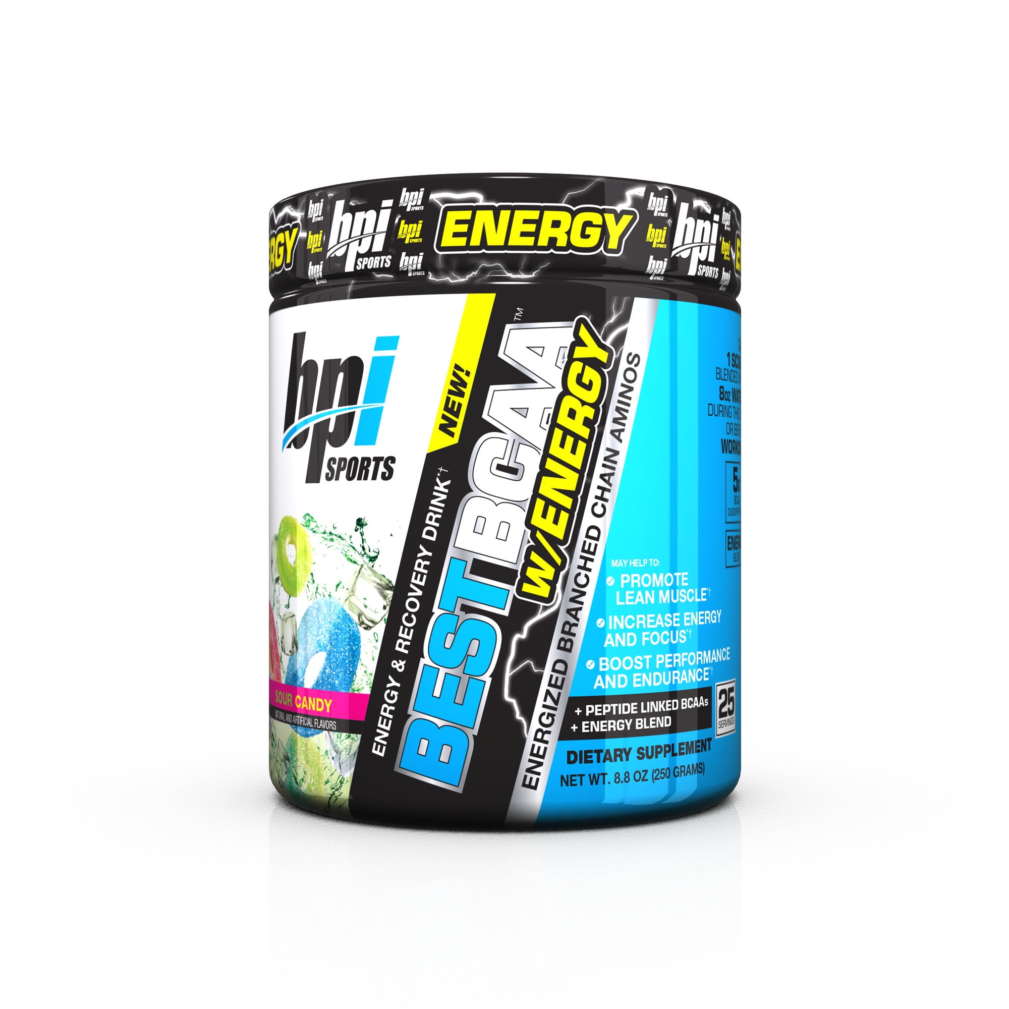 BPI Sports Best BCAA W/ Energy Pre Workout Sour Candy, 25 Servings