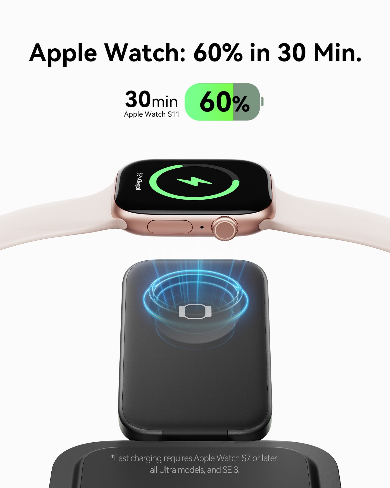 INIU 3 in 1 Wireless Charger, 15W Foldable Magnetic iPhone Charger, Wireless Charging Station with Qi2 Certified for iPhone, Apple Watch, AirPods (Adaptor Included)