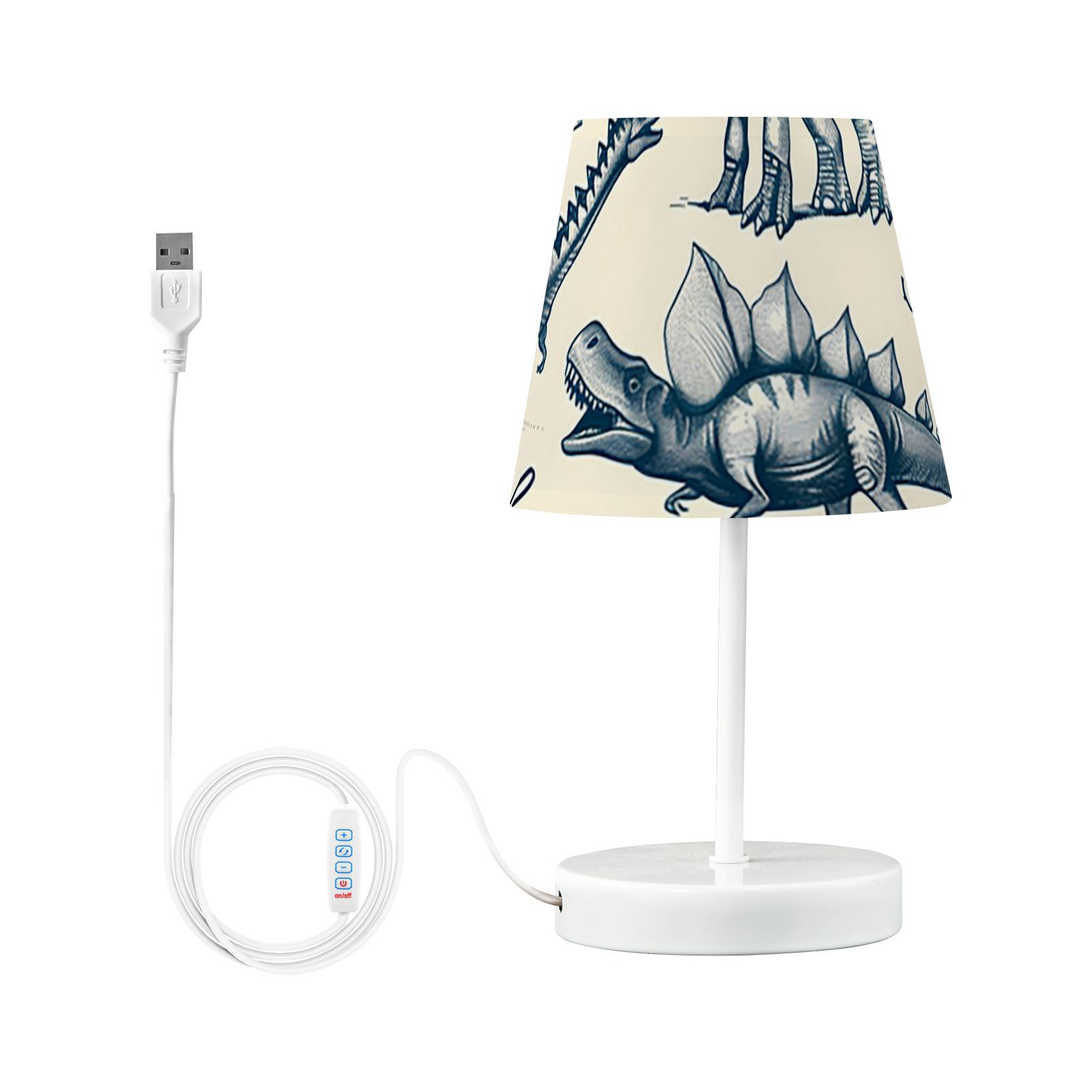 Hand-drawn Dinosaurs LED Desk Lamp Table Lamp USB Bedside Nightstand Small Lamp for Bedroom Living Room Kids Room