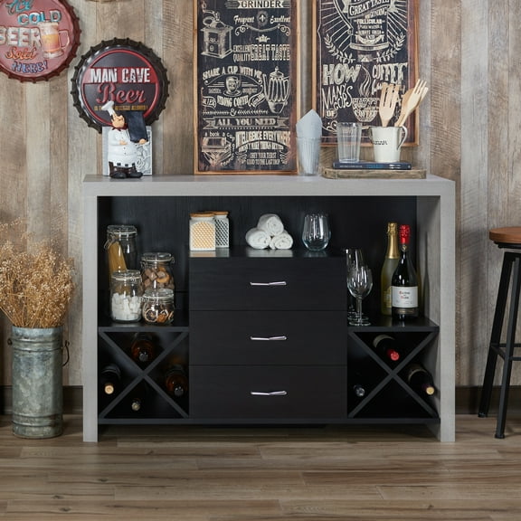 Furniture of America Chriz Multi-Storage Dining Buffet, Black