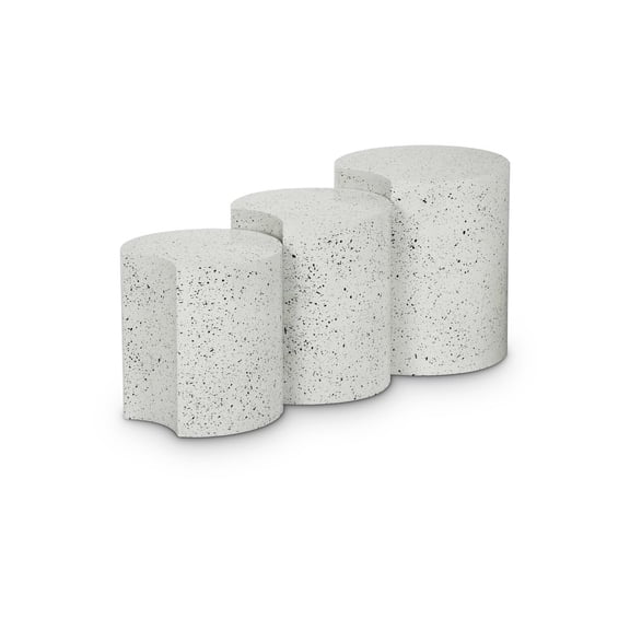 Meridian Furniture Dimple 3 Piece White Terrazzo Pattern Iron Metal End Table