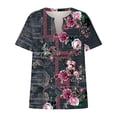 thumbnail image 3 of Blouses pour Femmes, T-shirt Décontracté à Manches Courtes Imprimé Col Rond Ample, 3 of 3