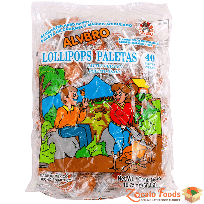 2 PACK | Alvbro Pollito Asado | Little Chicken Lollipop Hot | Mexican Candy