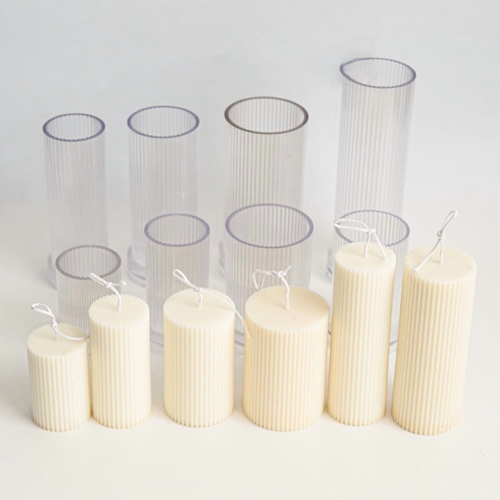 Geometric Striped Candle Mold Easy Demould DIY Cylindrical Flat Top Acrylic Plastic Candle Making Mould Supplies Art Home Decor