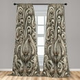 thumbnail image 3 of Ambesonne Paisley Curtains 2 Panel Set, Ethnic Tangled Neutral Tone, Pair of - 28" x 95", Dark Eggshell Tan and Grey, 3 of 4