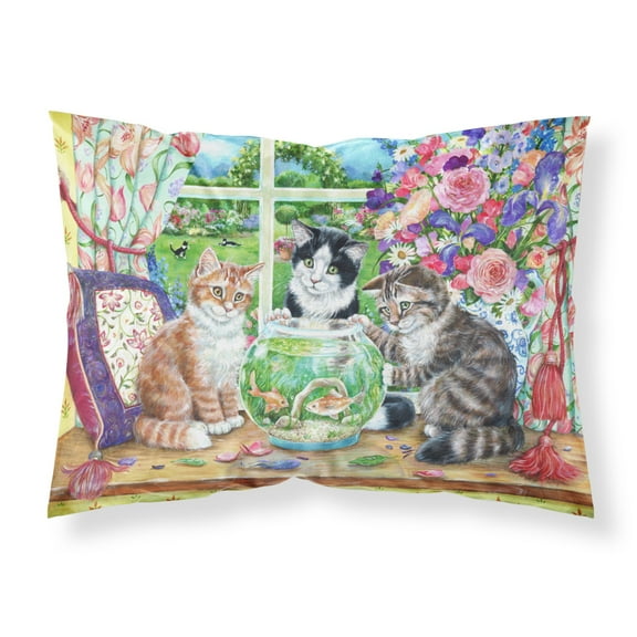 Cats Just Looking in the fish bowl Fabric Standard Pillowcase