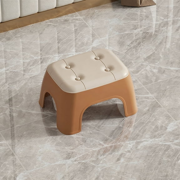 Home Plastic Small Square Stool - Versatile, Space-Saving Short Stool for Living Room and Bathroom - Sturdy Design with Non-Slip Foot Pads, Ideal for Extra Seating and Shoe Changing