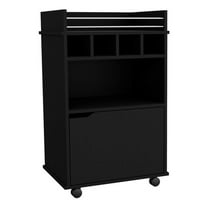 TUHOME Phoenix Bar Cart  Black Engineered Wood