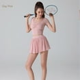 thumbnail image 6 of Yoga Drapey Double Ruffles Athletic Shorts for Women , High Waisted Flowy Tennis Workout Running Tiered Skorts, 6 of 8