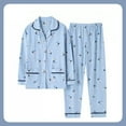 thumbnail image 3 of Cotton Pajamas for Women Set 2 Piece Print Lounge Sets Long Sleeve Button Down Shirts Pants Senior Ladies Sleepwear, L, 3 of 4