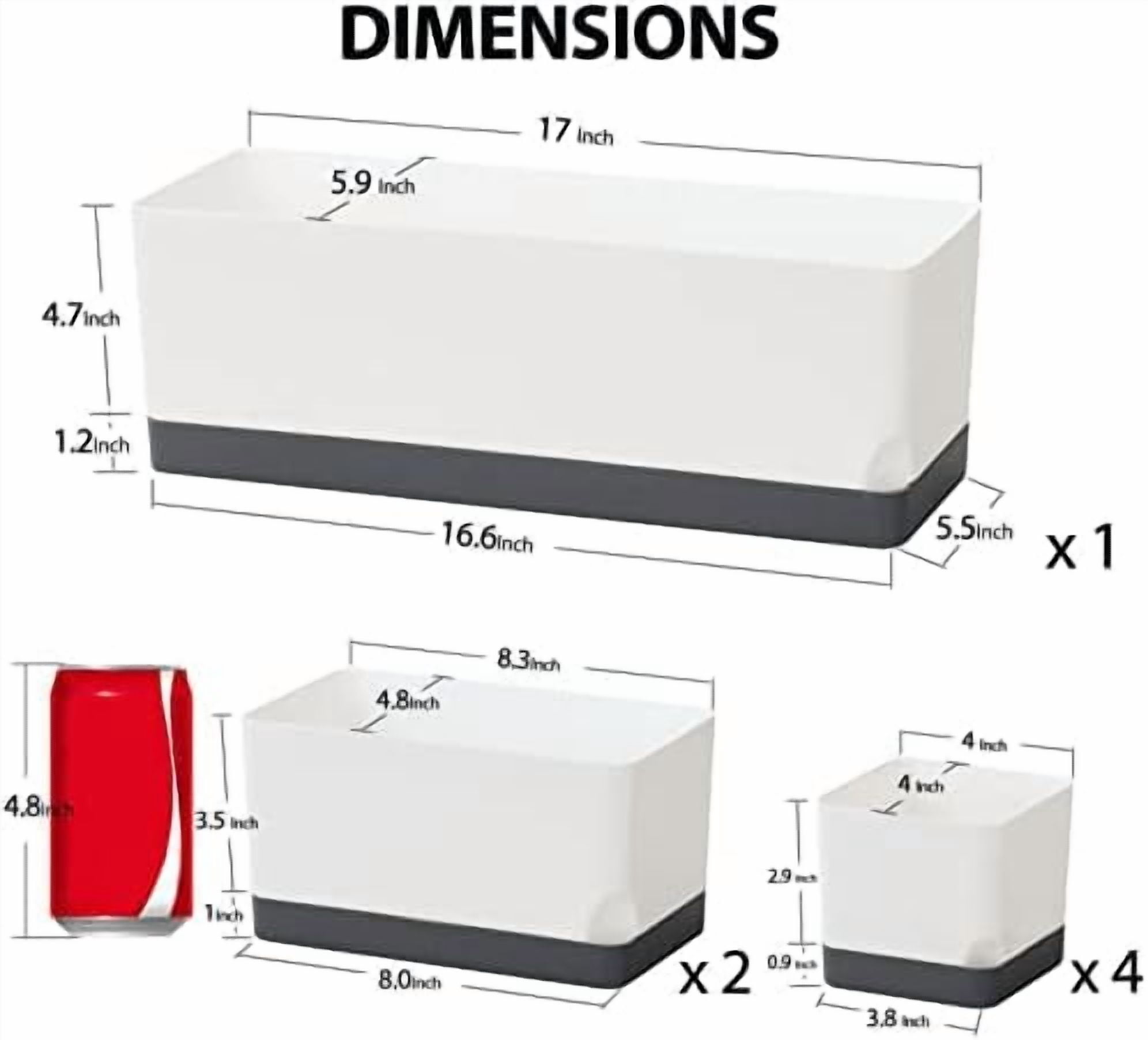 Self Watering Planters Pots for Indoor Plants, 7 Pack 4+8+17 Inch Plastic Window Boxes Planters Herb Planter, Rectangle Rectangular Planter Windowsill Planters with Drainage and Saucer