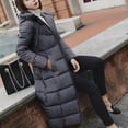 thumbnail image 6 of Sanbonepd Womens Coats Winter Loose Thicken Soild Color Trench Coat Zipper Hooded Long Quilted Jacket Parkas, 6 of 9