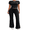 Black, variant on LYMAYTER Workout Two Piece Set for Women Casual Short Sleeve Tops Fold Over Flare Pants Tracksuits S-XL