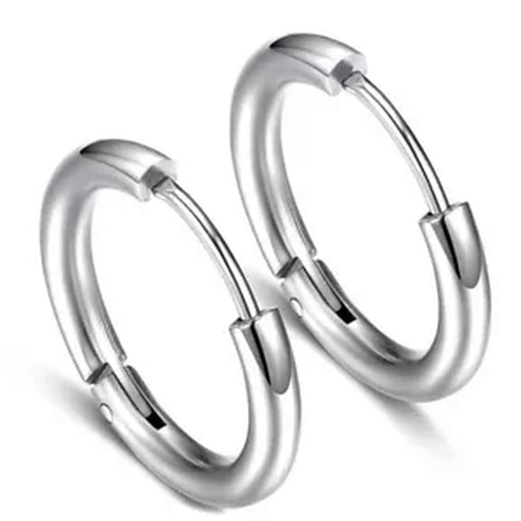 HOOUN 1Pair Stainless Steel Hoop Earrings for Men Women Cartilage Nose Ring Piercing-Silver-2.5*16mm