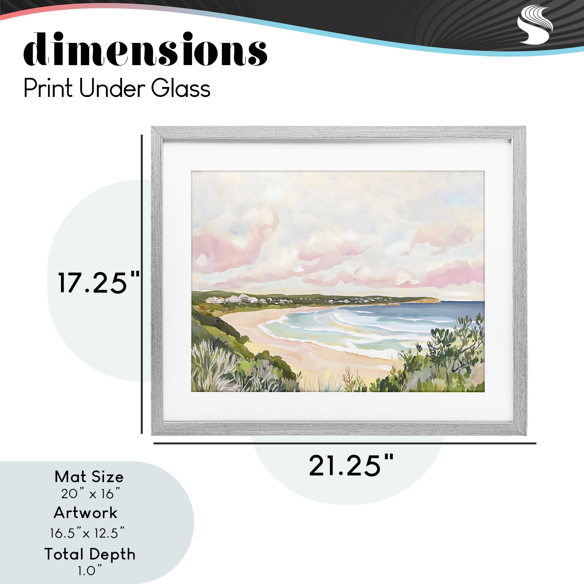 Stupell Industries Serene Sunset Beach Panorama Gray Framed Print Under Glass, design by The Prints Vibe