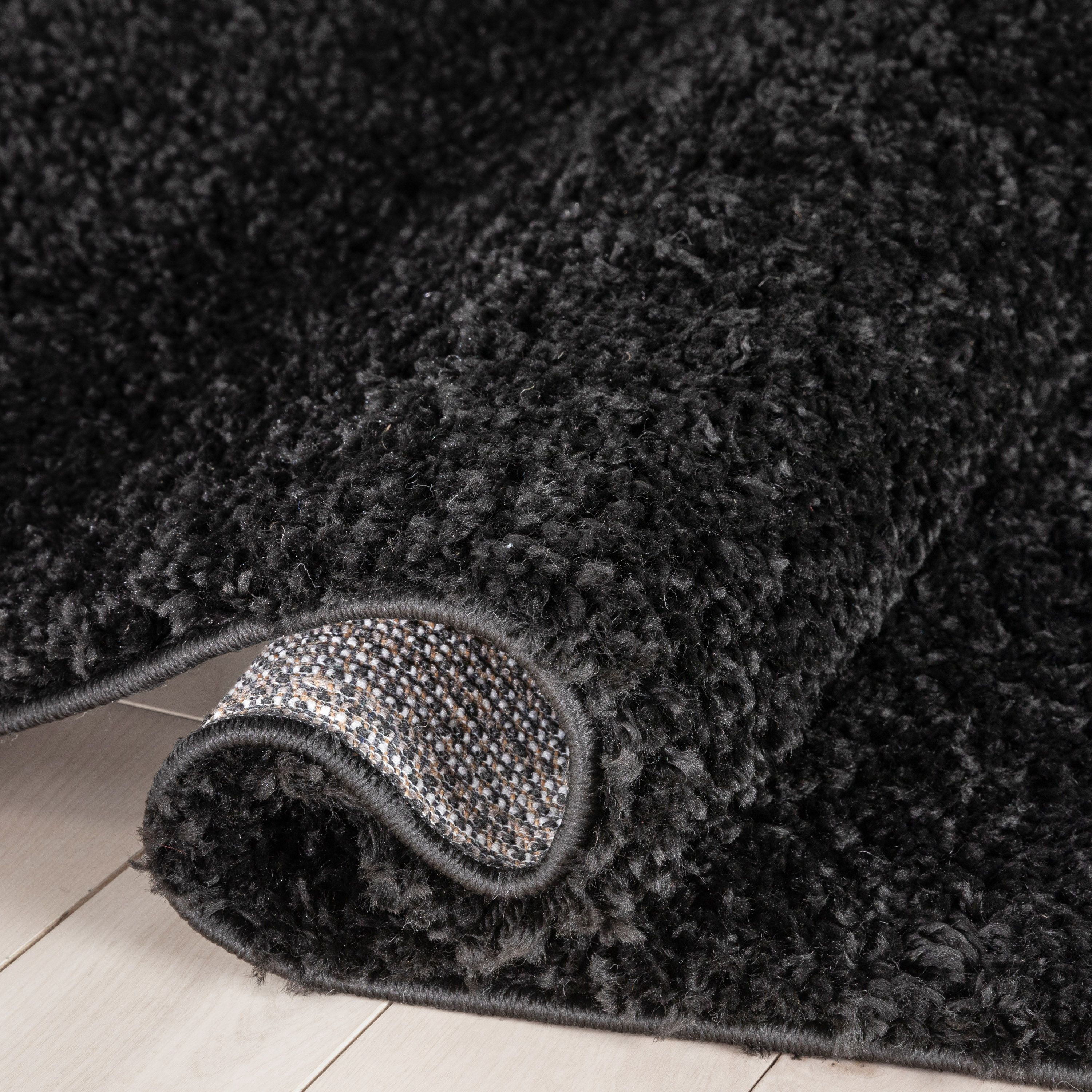 Well Woven Elle Basics | Emerson Shag Black | Textured Area Rug 3x5 (3'11" x 5'3")