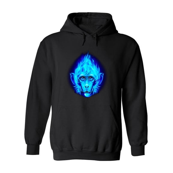 Blue Fire Monkey Head Hoodie Women -Image by Shutterstock, Female Large
