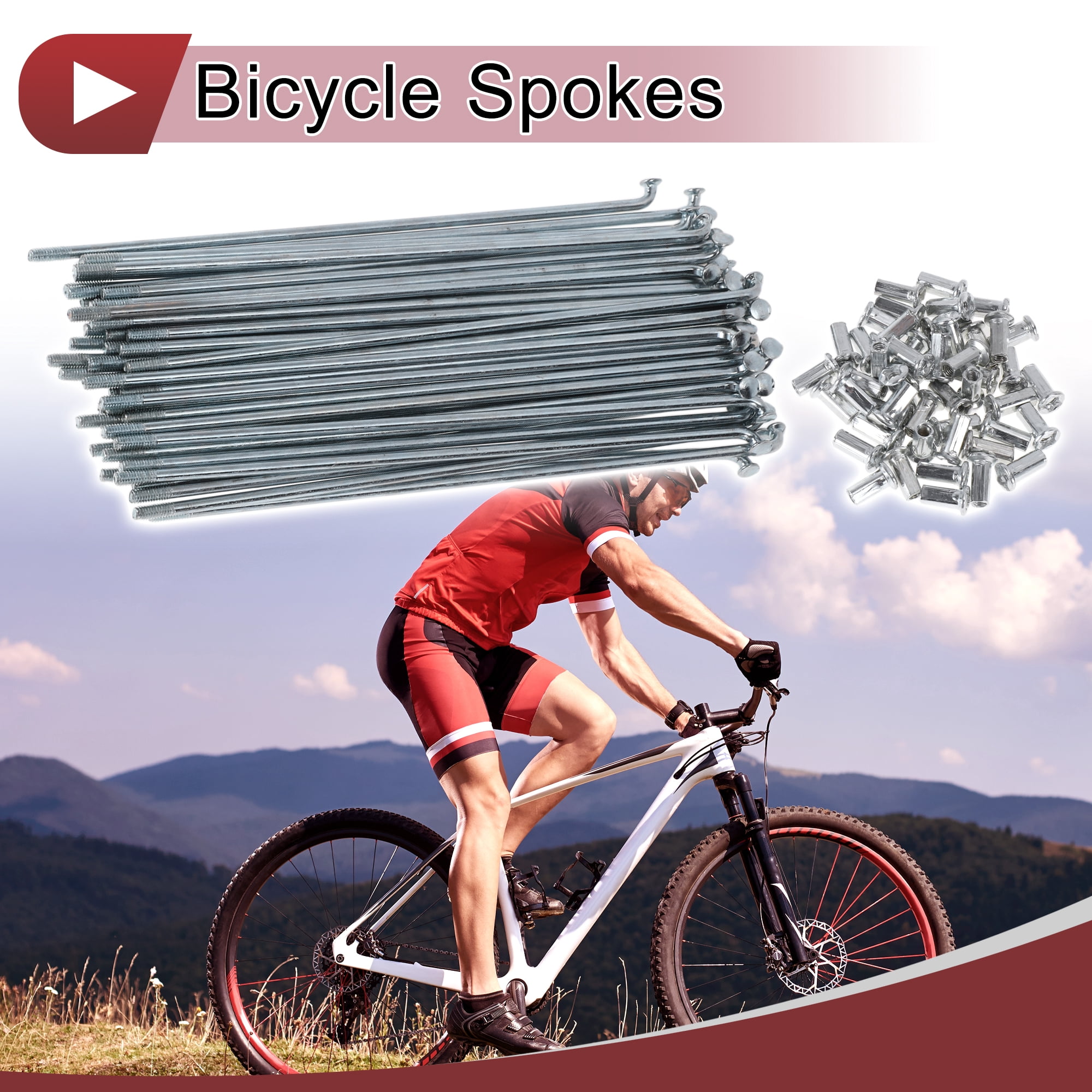 Unique Bargains 48Pcs 10G J Bend Bike Wheel Spokes Carbon Steel Galvanized Silver 5.91"