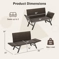 thumbnail image 3 of Costway Patio Convertible Sofa for 2 with Adjustable Armrests Metal Frame Wicker Couch, 3 of 10