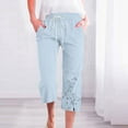 thumbnail image 2 of XuJwPNcy Capri Pants for Women Summer Casual Drawstring Waisted Straight Leg Trousers Printed Cropped Pants with Pockets, 2 of 5