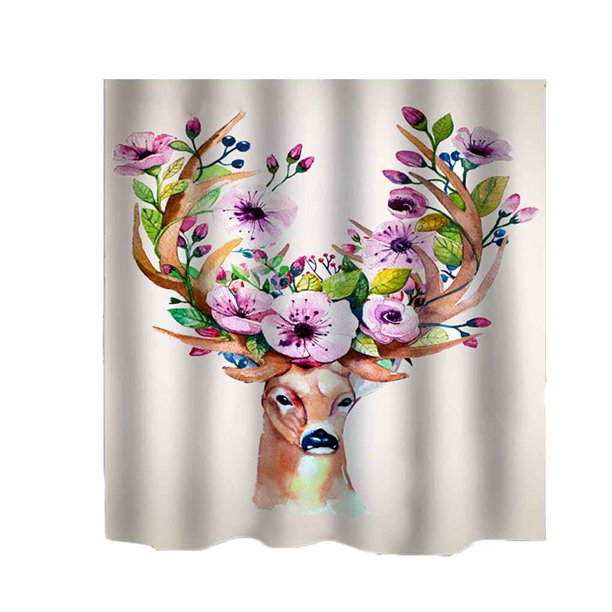 Cortina de ducha impermeable con estampado de animales de dibujos animados, cortina de baño de tela de poliéster, cortinas bohemias de baño para el hogar Advancent JJ19013-07