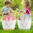 thumbnail image 2 of CHERISHGARD Easter Cute Bunny Baskets for Kids Egg Hunt，Basktes with Bunny Ears，Small Woven Rope Baskets for Organizing, 8L, 2 of 6