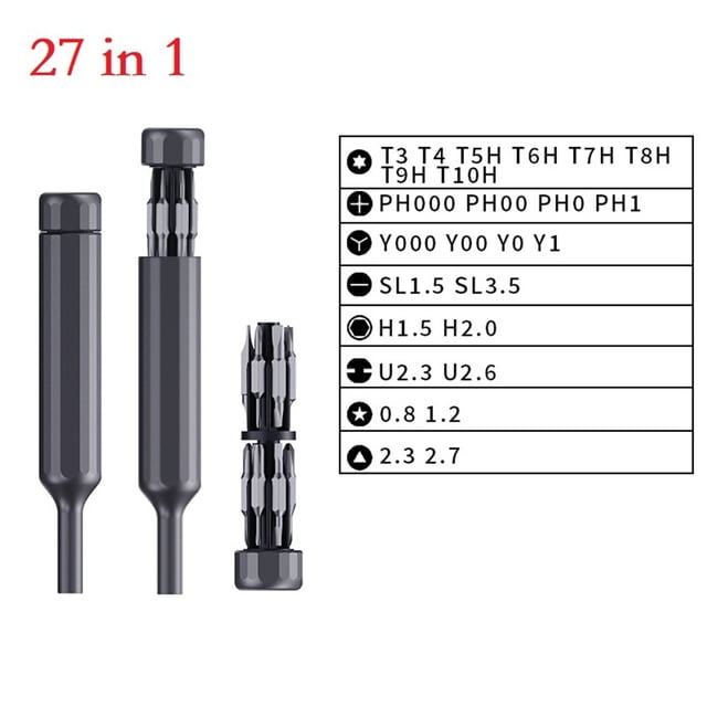 Precision Screwdriver Set 27-In-1 / 39-In-1 Manual Screwdriver Set Alloy Steel Magnetic Precision Double Tip Bits Hand Tools 27 In 1