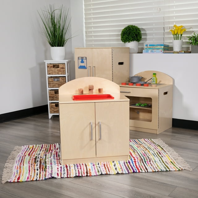 Emma + Oliver Children's Wooden Kitchen Sink with Turnable Knobs for Commercial or Home Use