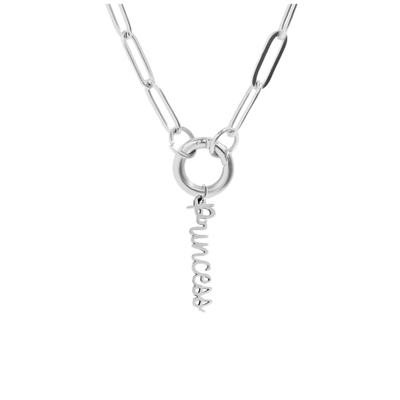 Ginger Lyne Paperclip Chain Carabiner Holder Necklace Princess Charm for Women Stainless Steel 18-20" Adjustable