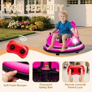 Track Seven 12V Bumper Car for Toddlers, Kids Electric Bumper Car with Remote Control, LED Lights, Bluetooth, 360°Spin, Ride on Toy Car for Boys Girls Aged 2+, Rose Red