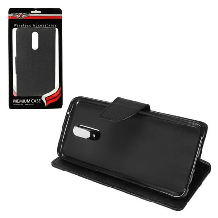 LG K40 Wallet Case Premium Canvas Pu Denim Leather Pocket Slim Fit