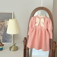 thumbnail image 4 of Plebaso Girls Knitted Dresses Long-sleeved Solid Color Bow Sweater Princess Dress Baby Spring And Fall Clothes, 4 of 6