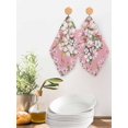thumbnail image 2 of Pink Orchid Flowers Kitchen Dish Towels for Drying Dishes Set of 2, Vintage Floral Leaves Plants Spring Waffle Weave Microfiber Hand Tea Bathroom Towels Quick Dry & Absorbent Towel 12x12, 2 of 7