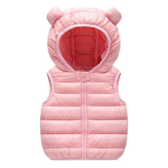 Kids Puffer Vest Girls Hooded Bear Ear Sleeveless Jacket Lightweight Outerwear Jackets & Vests Toddler Winter Vest Girls Clothing Size . 2-3 Years